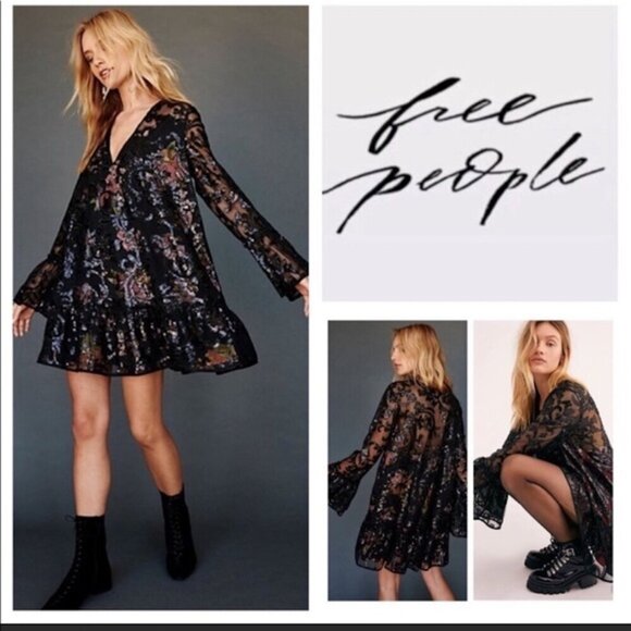 FREE PEOPLE Falling Flowers Frock Mini Dress - Picture 2 of 10